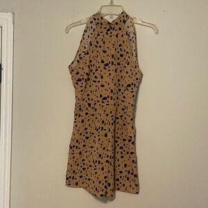 SHEIN Tan Romper with Black Spot Print